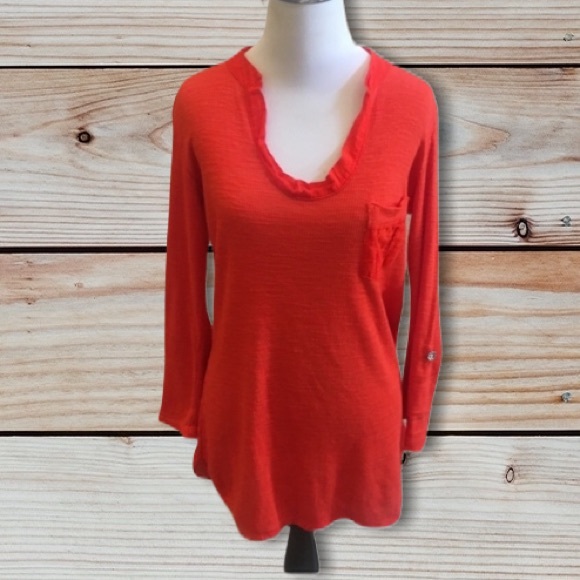 Anthropologie Porridge Ribbed Long Tab Sleeve Top Size Small - Picture 2 of 14